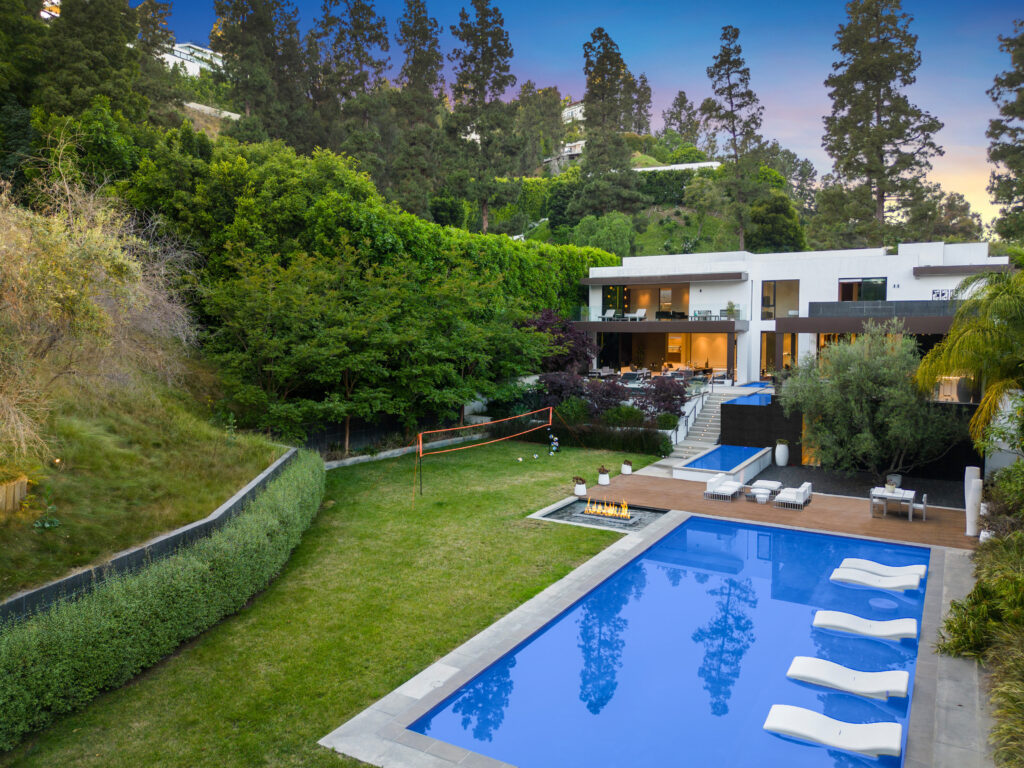 Bird's eye view of Crest Manor Beverly Hills 7-bedroom luxury villa