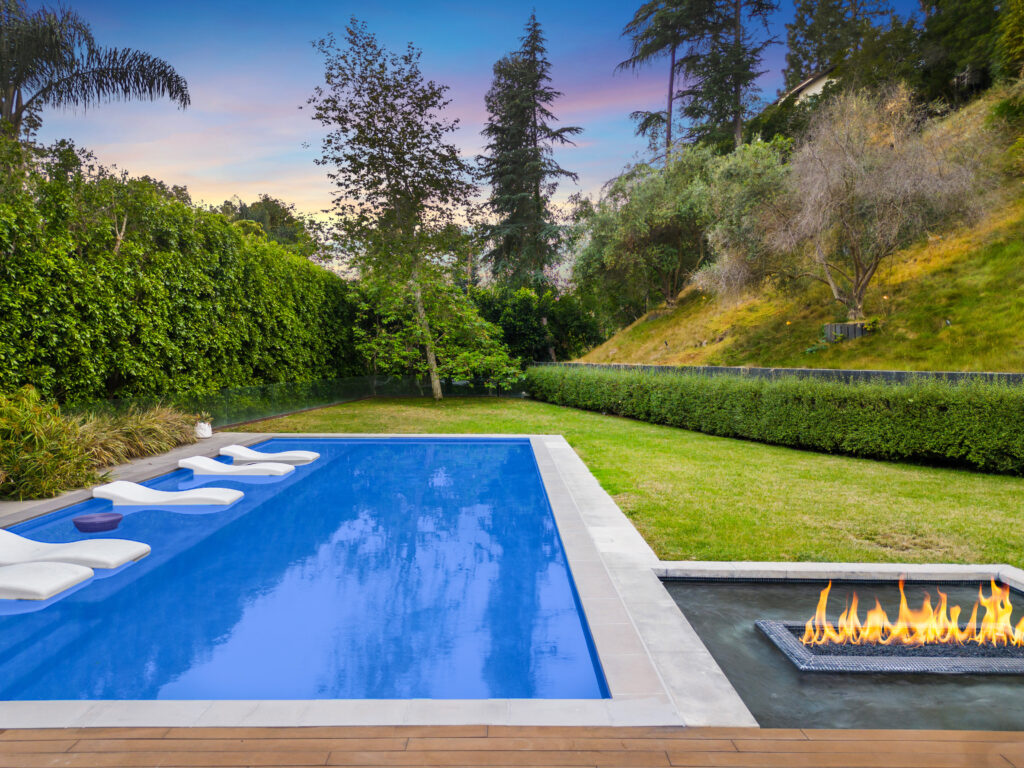 Aerial view of Crest Manor Beverly Hills luxury vacation estate