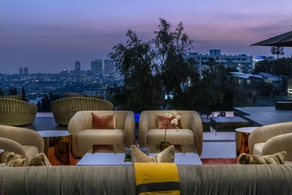 Poolside lounge at Strip Casa West Hollywood luxury rental