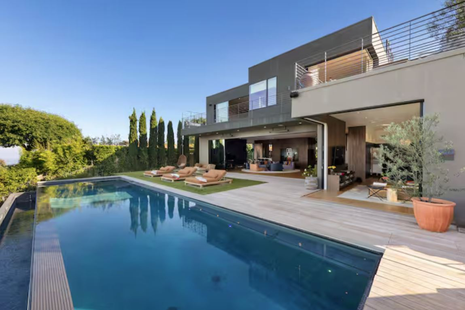 Private pool and terrace at Summit Canyon Bel Air luxury estate