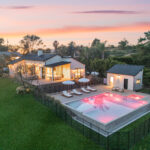 Aerial view of Tide Pavilion Malibu luxury vacation estate