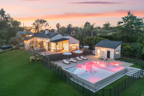 Aerial view of Tide Pavilion Malibu luxury vacation estate