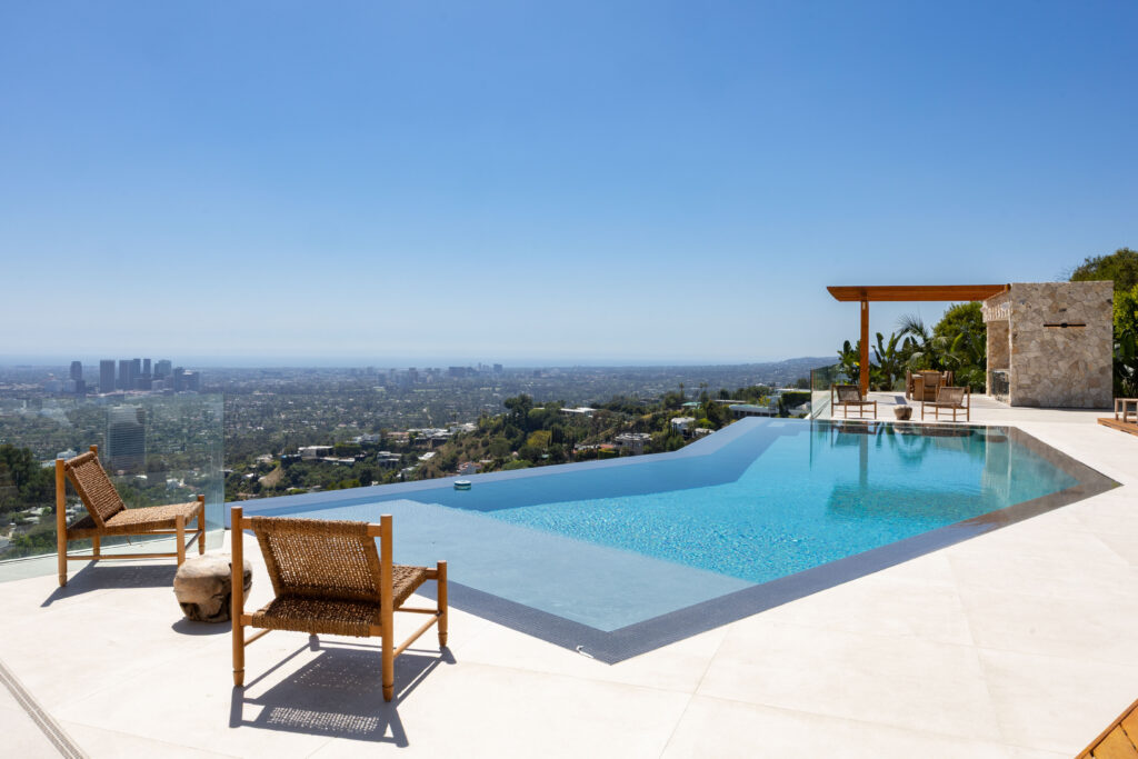 Pool and spa at Tuscan Sanctuary West Hollywood luxury estate