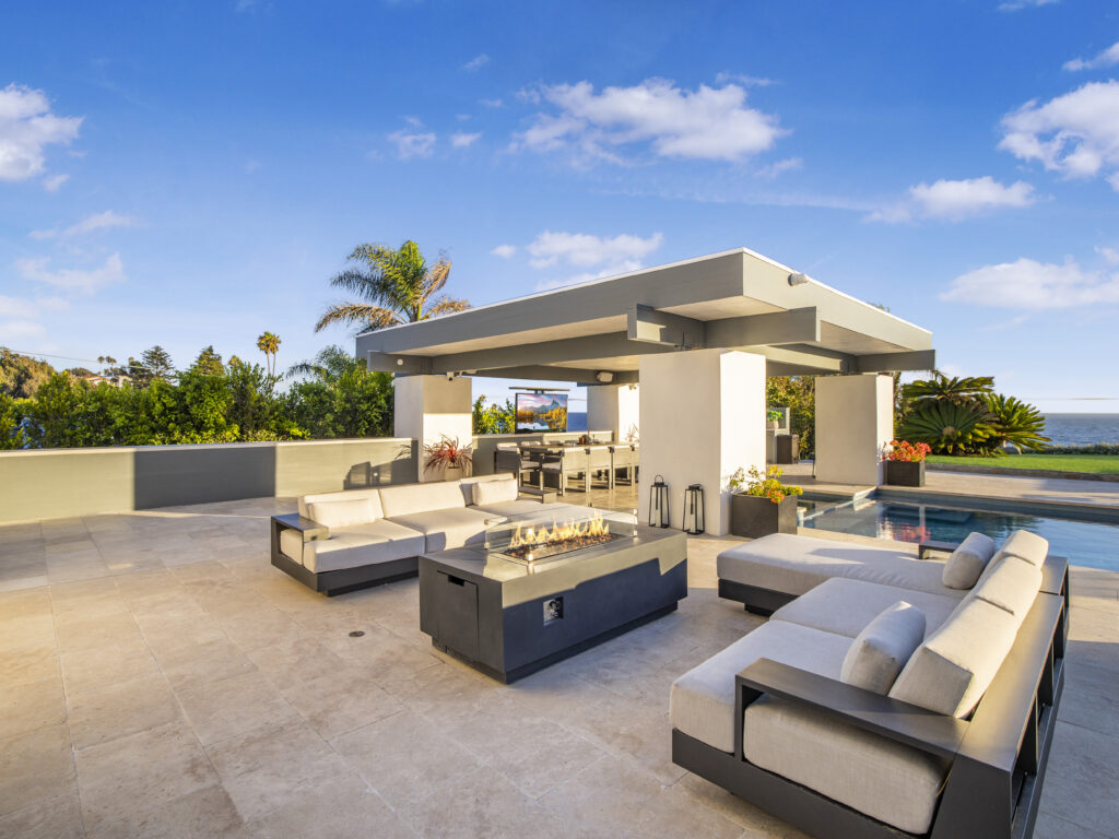 Contemporary front exterior at Bluff House Malibu luxury villa