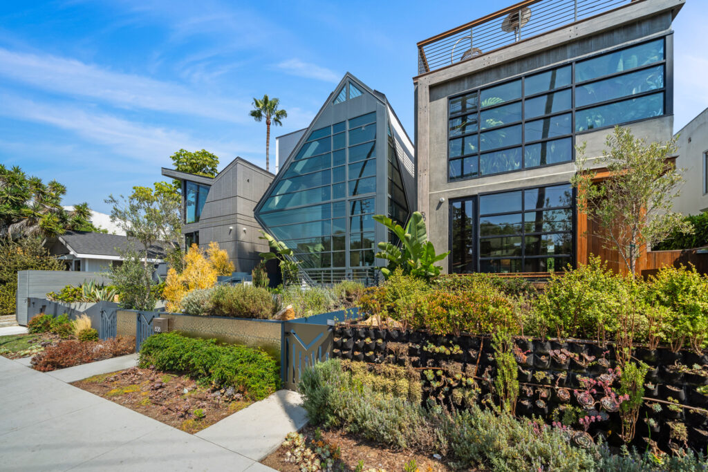 Contemporary front exterior at Boardwalk Villa Venice luxury villa