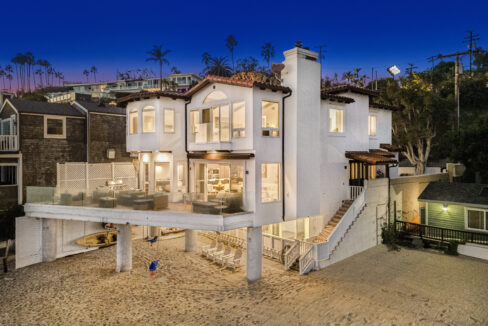 Grand facade of Cove Villa Malibu luxury rental