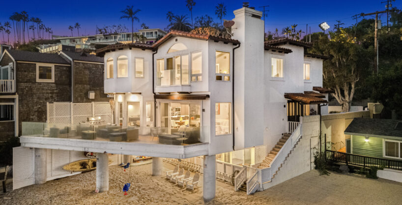 Grand facade of Cove Villa Malibu luxury rental