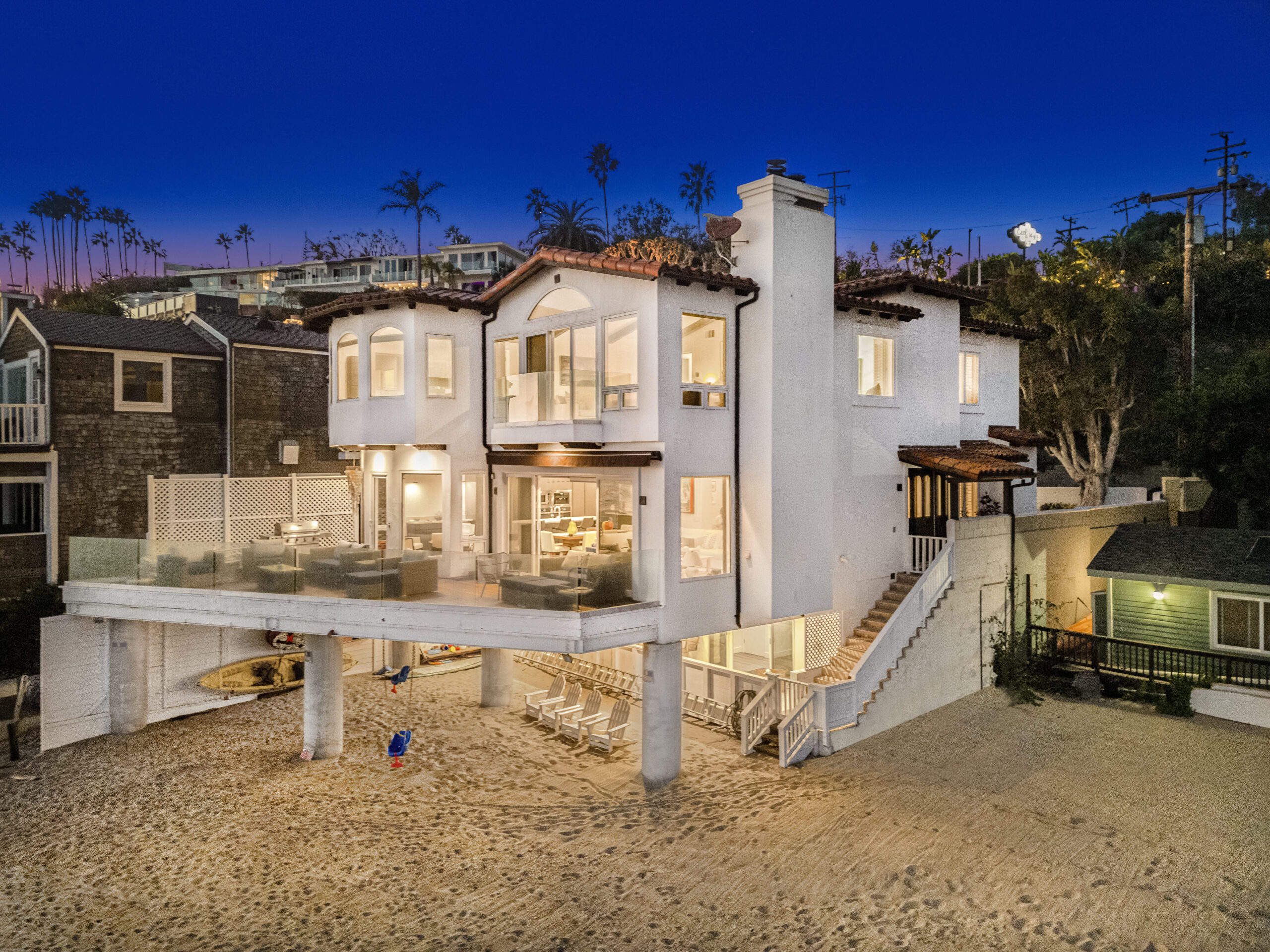 Grand facade of Cove Villa Malibu luxury rental
