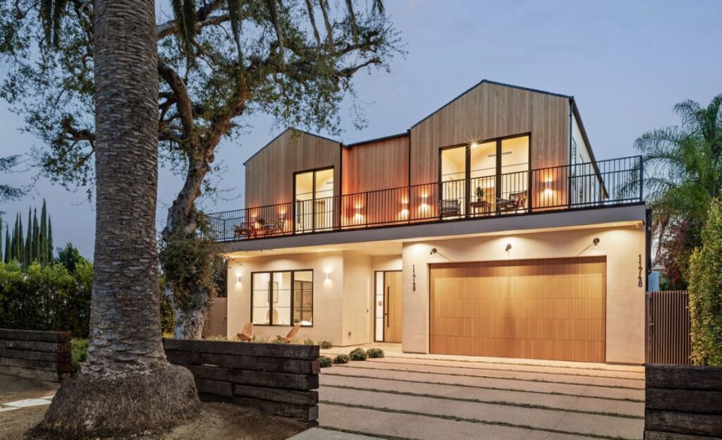 Dusk exterior at Picfair Retreat Los Angeles luxury estate