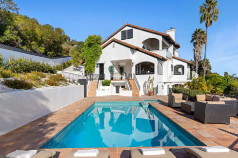 Landscaped exterior at Shoreline Hillside Malibu luxury villa