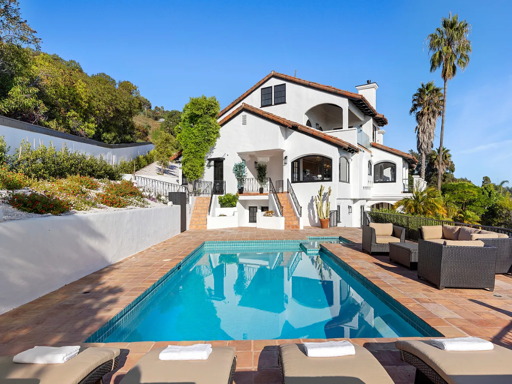 Landscaped exterior at Shoreline Hillside Malibu luxury villa