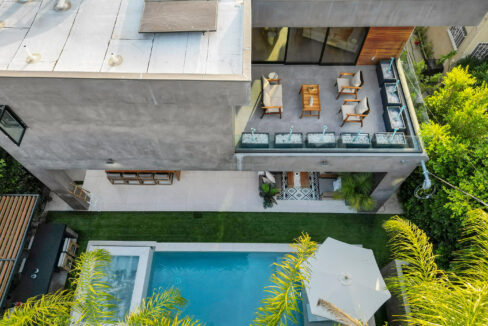 Heated pool at Vista Villa Hollywood Hills luxury estate