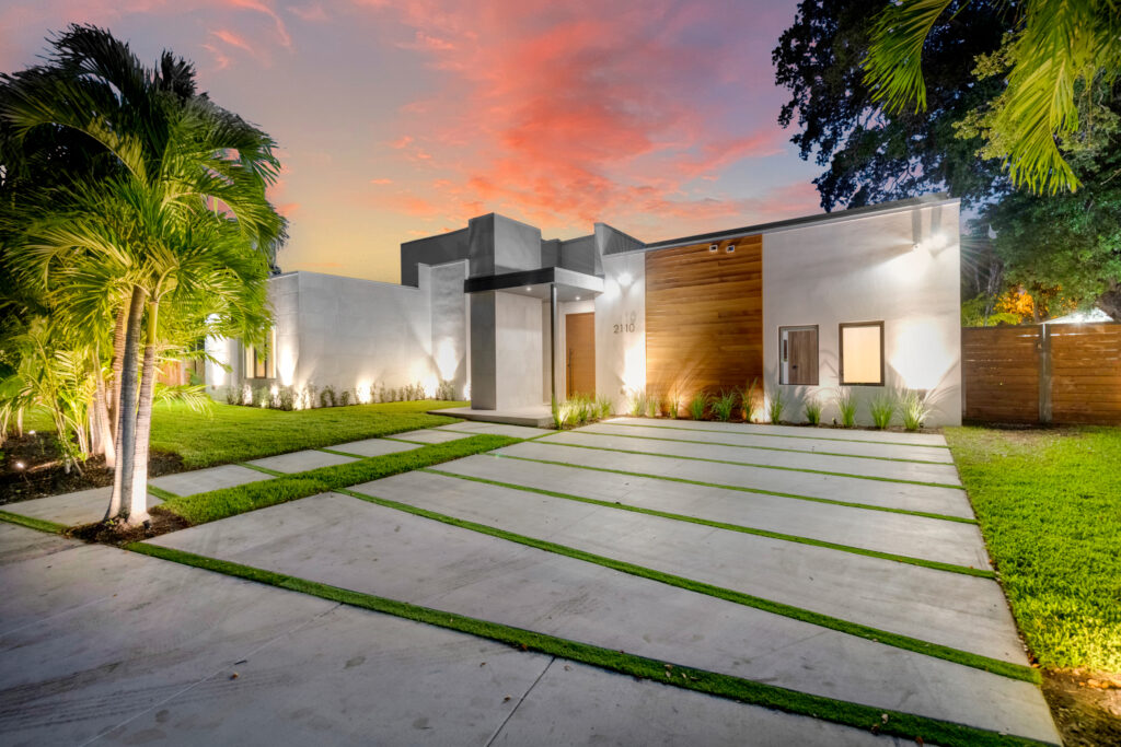 Villa Emerald luxury villa contemporary exterior view at dusk