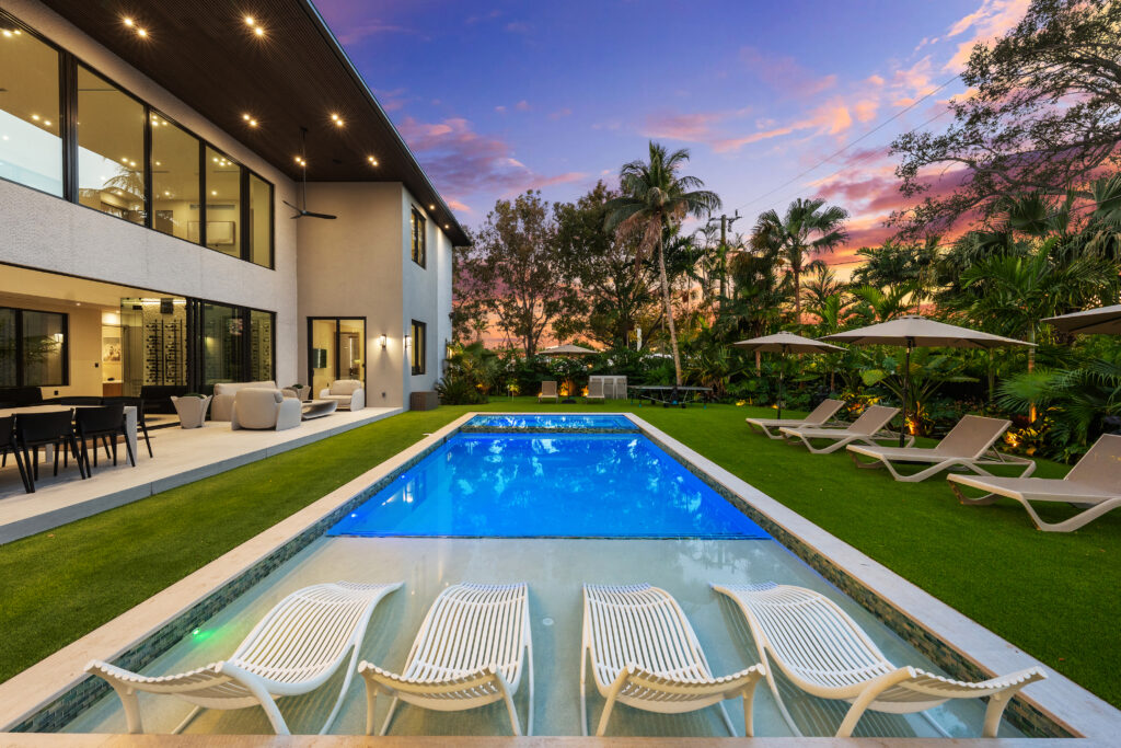 Villa Jasper elegant exterior at dusk luxury villa