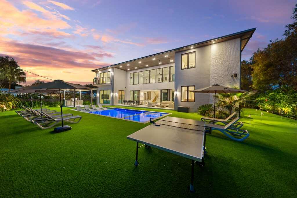Villa Jasper exterior with manicured garden luxury villa
