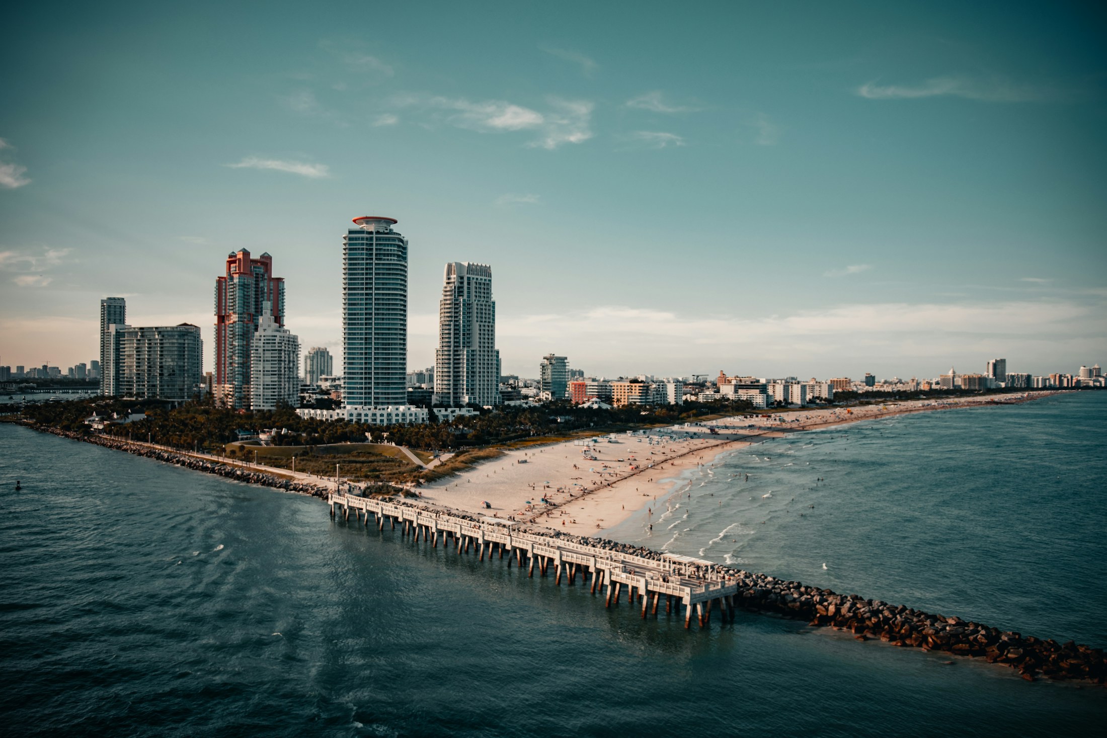 South Pointe Pier and the South of Fifth skyline at the tip of Miami Beach